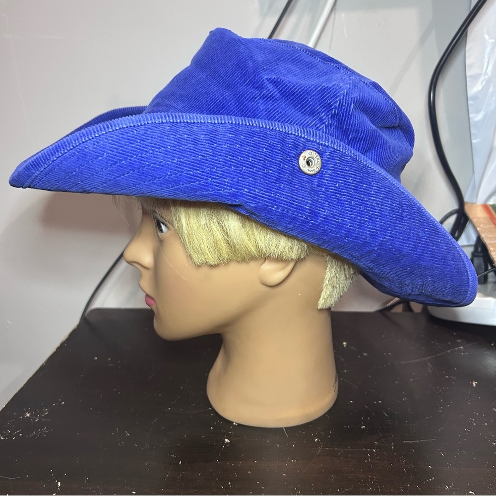 The Children’s Place Brimmed Hat Blue Corduroy size 10-14 Fits adult head floral - Picture 2 of 11